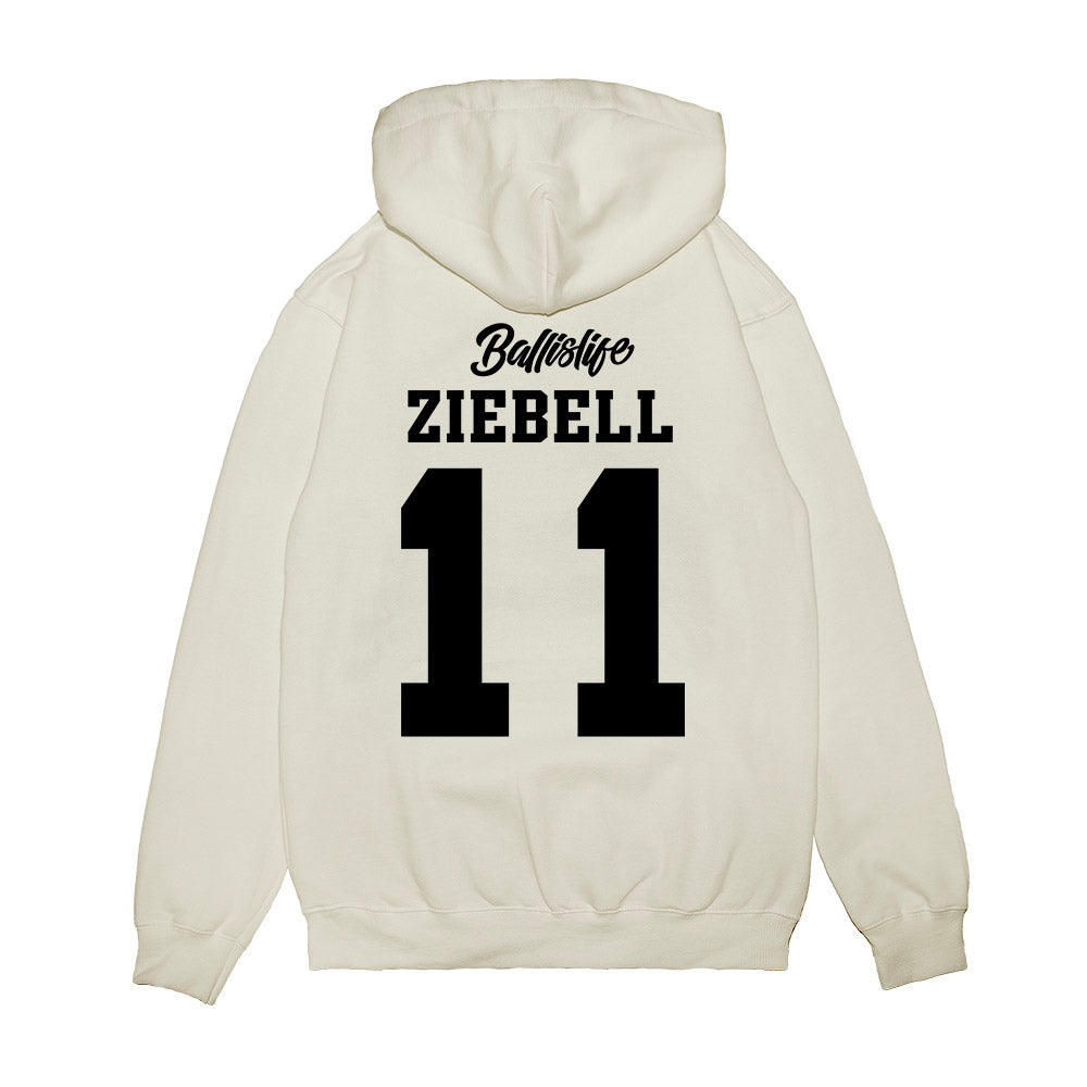 UConn - NCAA Women's Basketball : Allie Ziebell - Ball is Life - UConn vs USC White Premium Hooded Sweatshirt-1