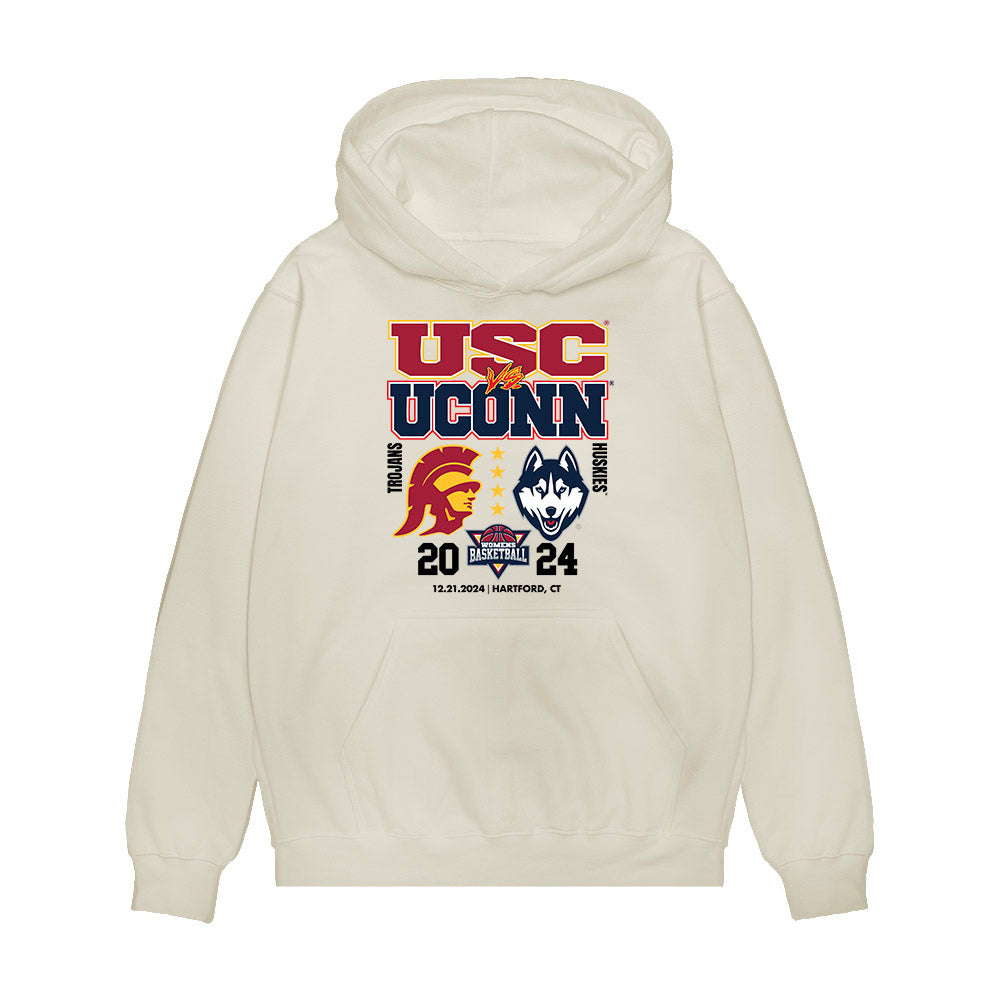 UConn - NCAA Women's Basketball : Azzi Fudd - Ball is Life - UConn vs USC White Premium Hooded Sweatshirt-0