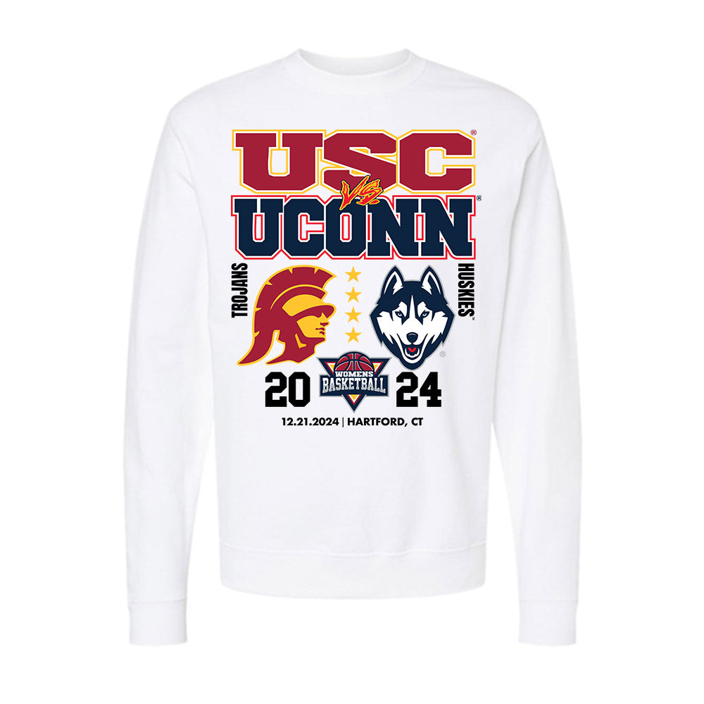 UConn - NCAA Women's Basketball : Azzi Fudd - Ball is Life - UConn vs USC White Midweight Sweatshirt-0