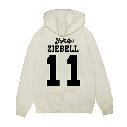 UConn - NCAA Women's Basketball : Allie Ziebell - Ball is Life - UConn vs USC White Premium Hooded Sweatshirt-1