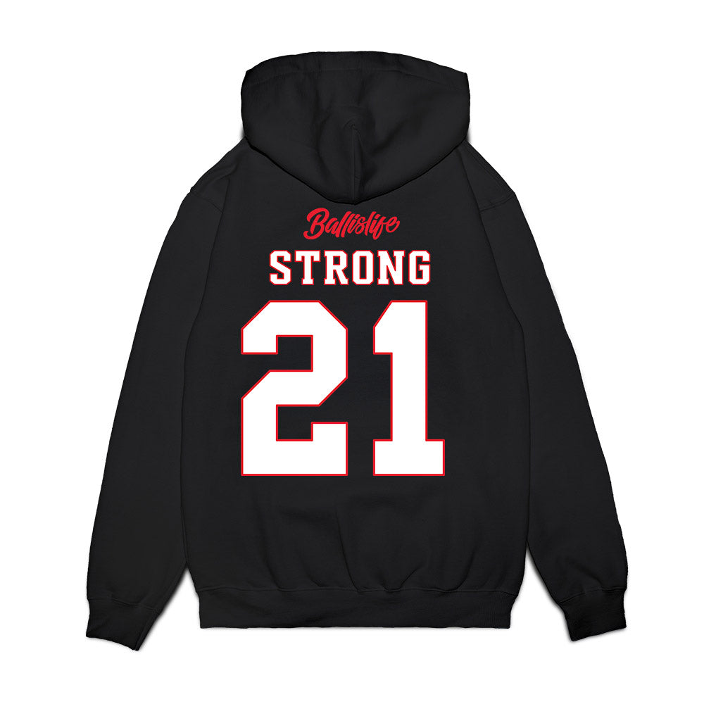 UConn - NCAA Women's Basketball : Sarah Strong - Ball is Life - UConn vs USC Black Premium Hooded Sweatshirt-1