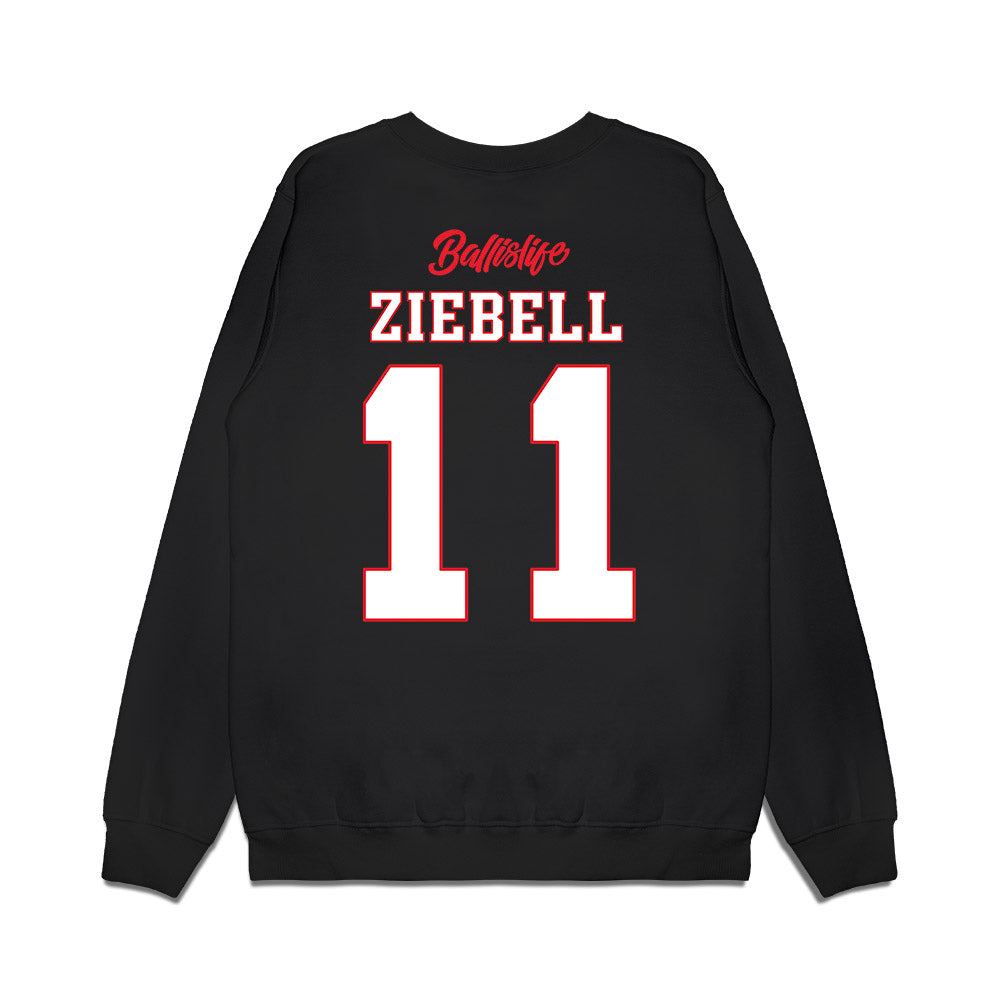 UConn - NCAA Women's Basketball : Allie Ziebell - Ball is Life - UConn vs USC Black Midweight Crewneck Sweatshirt-1