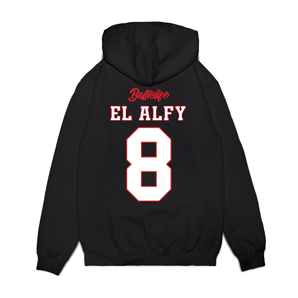 UConn - NCAA Women's Basketball : Jana El Alfy - Ball is Life - UConn vs USC Black Premium Hooded Sweatshirt-1