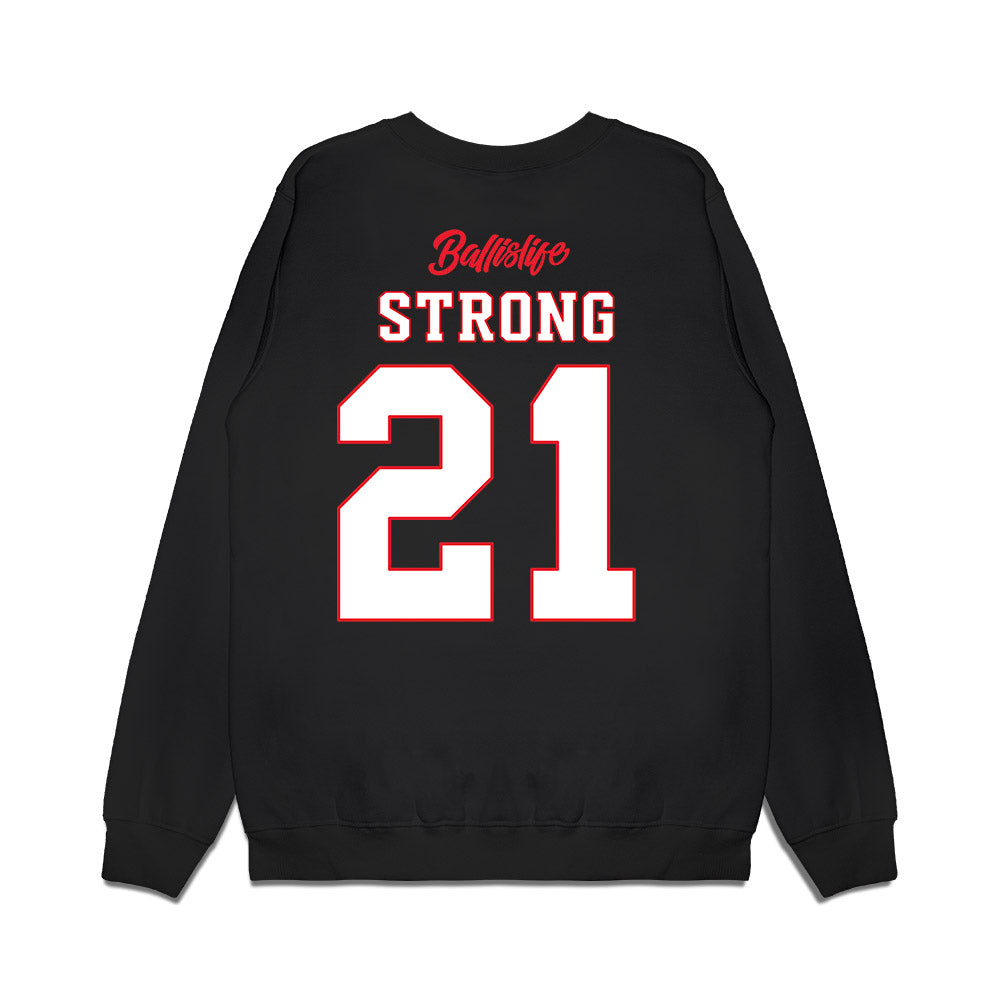 UConn - NCAA Women's Basketball : Sarah Strong - Ball is Life - UConn vs USC Black Midweight Crewneck Sweatshirt-1