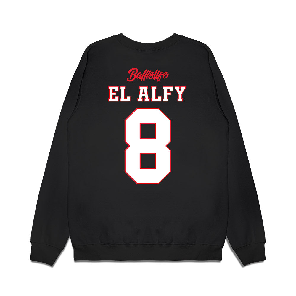 UConn - NCAA Women's Basketball : Jana El Alfy - Ball is Life - UConn vs USC Black Midweight Crewneck Sweatshirt-1