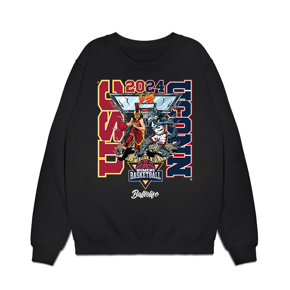 UConn - NCAA Women's Basketball : Azzi Fudd - Ball is Life - UConn vs USC Black Midweight Crewneck Sweatshirt-0