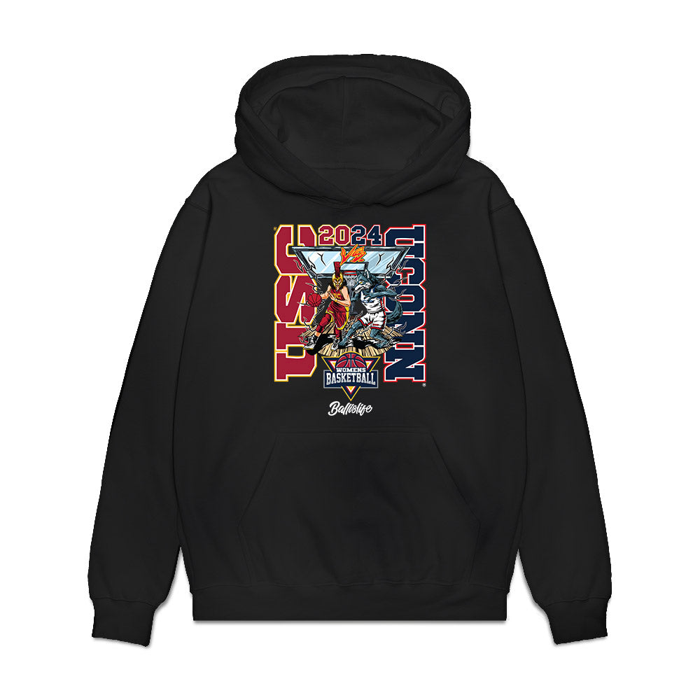 UConn - NCAA Women's Basketball : Azzi Fudd - Ball is Life - UConn vs USC Black Premium Hooded Sweatshirt-0