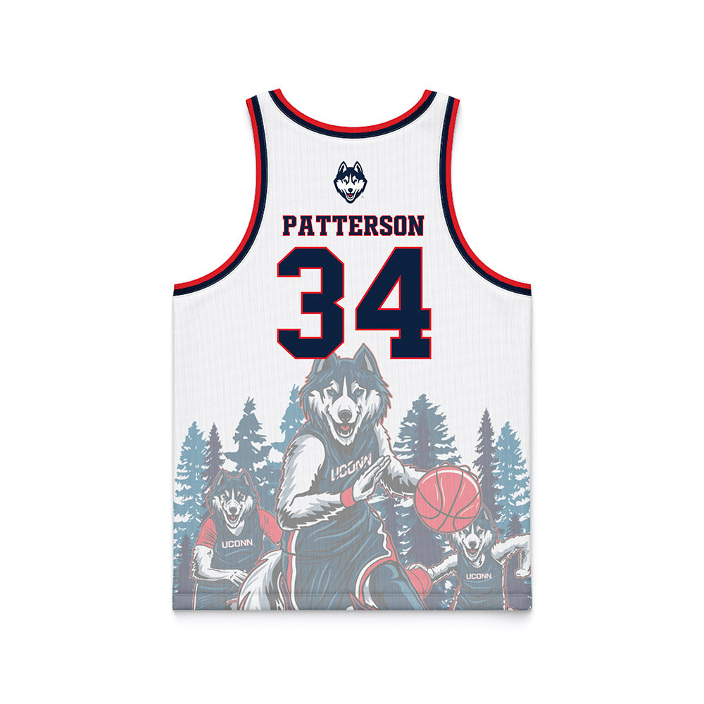 UConn - NCAA Women's Basketball : Ayanna Patterson - Ball is Life Huskies in the Woods White Fashion Basketball Jersey-1