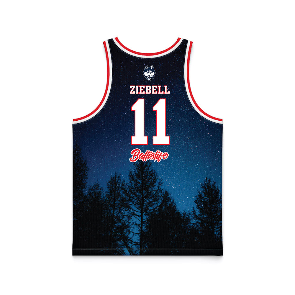 UConn - NCAA Women's Basketball : Allie Ziebell - Ball is Life Huskies in the Woods Navy Fashion Basketball Jersey-1