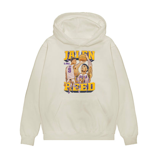 LSU - NCAA Men's Basketball : Jalen Reed - Collage Premium Hooded Sweatshirt-0