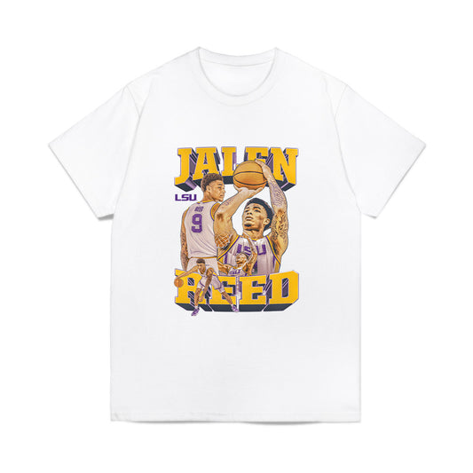LSU - NCAA Men's Basketball : Jalen Reed - Collage Comfort Colors T-Shirt-0