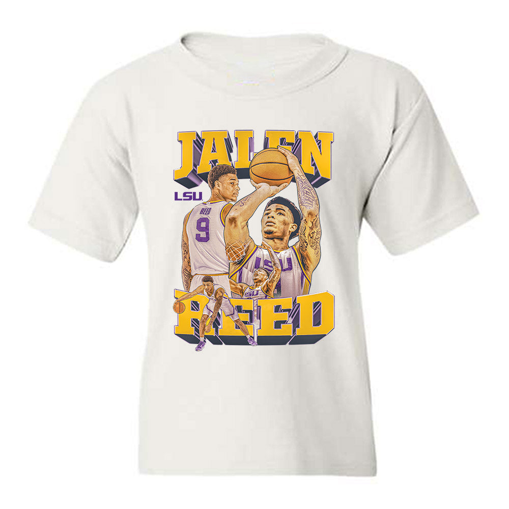 LSU - NCAA Men's Basketball : Jalen Reed - Collage Youth T-Shirt-0