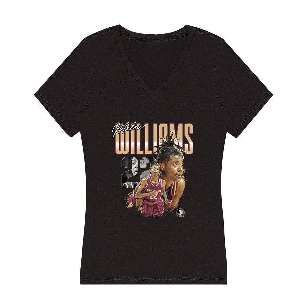 FSU - NCAA Women's Basketball : Malea Williams - Women's V-Neck T-Shirt-0