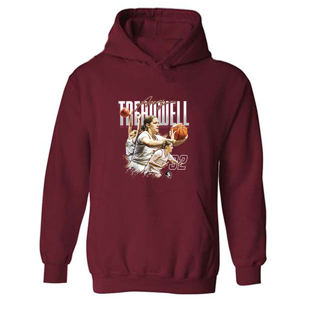 FSU - NCAA Women's Basketball : Avery Treadwell - Player Collage Hooded Sweatshirt-0