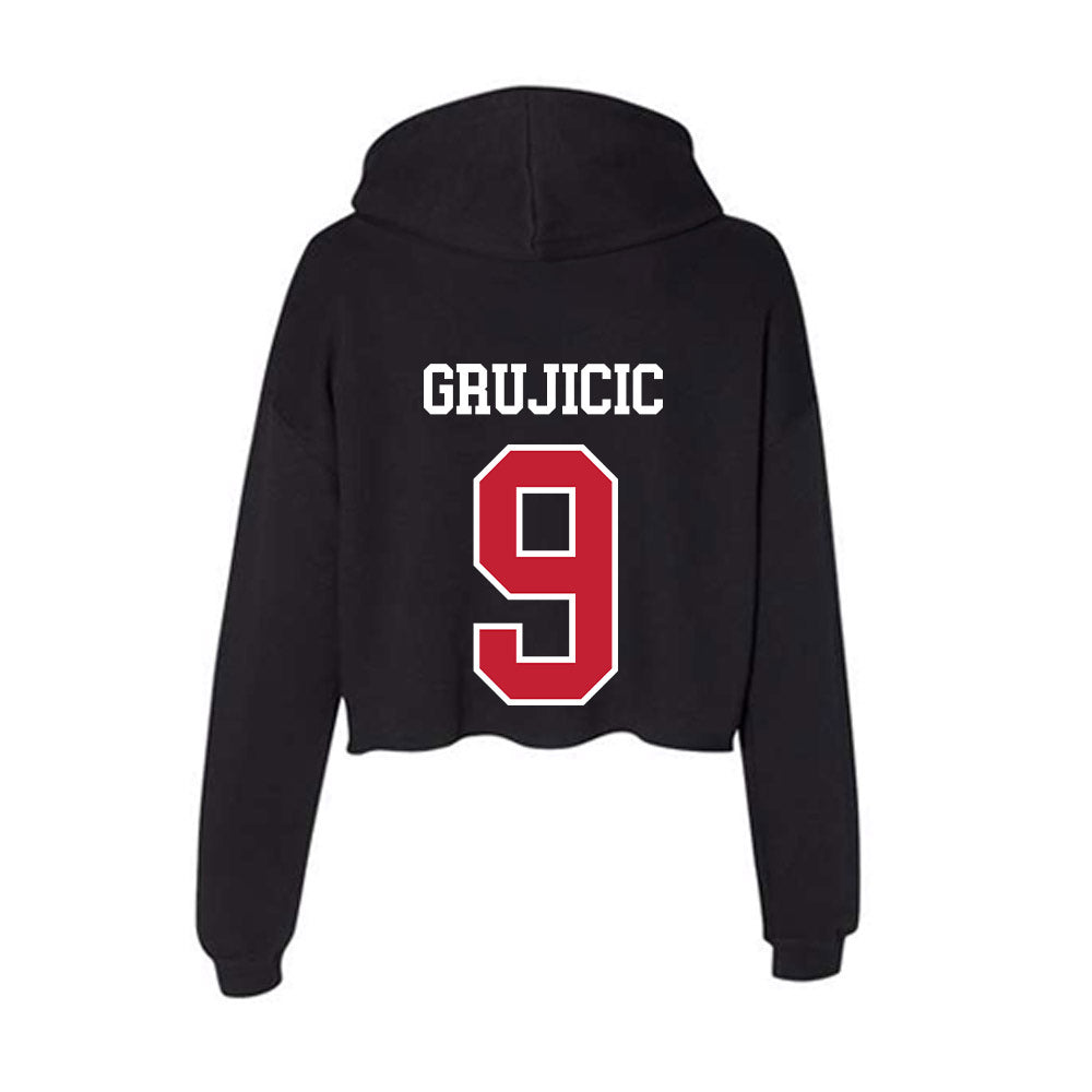 Ohio State - NCAA Men's Basketball : Mathieu Grujicic - Women's Crop Fleece Hoodie-1