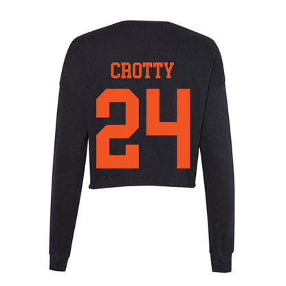 Oklahoma State - NCAA Men's Basketball : Ryan Crotty - Women's Cropped Crew Fleece-1