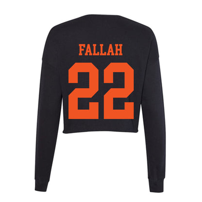Oklahoma State - NCAA Men's Basketball : Parsa Fallah - Women's Cropped Crew Fleece-1
