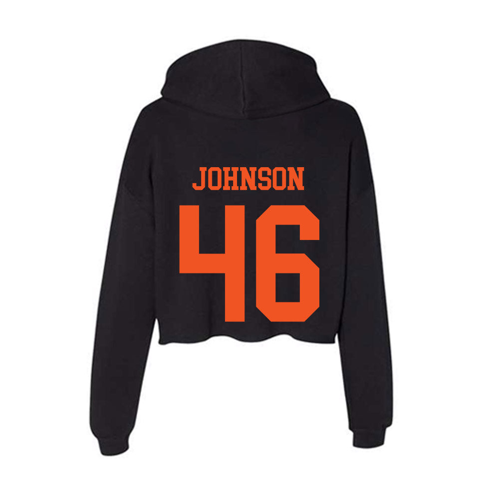 Oklahoma State - NCAA Football : Temerrick Johnson - Women's Crop Fleece Hoodie-1