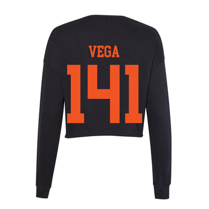 Oklahoma State - NCAA Wrestling : Sergio Vega - Women's Cropped Crew Fleece-1