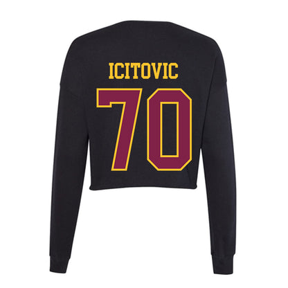 Arizona State - NCAA Men's Basketball : Jovan Icitovic - Women's Cropped Crew Fleece-1