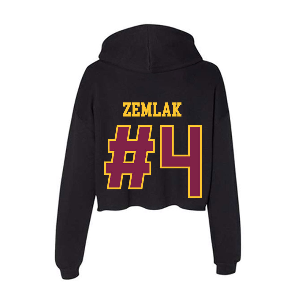 Arizona State - NCAA Men's Ice Hockey : Austin Zemlak - Women's Crop Fleece Hoodie-1