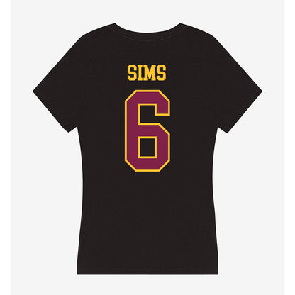 Arizona State - NCAA Football : Jeff Sims - Women's V-Neck T-Shirt-1