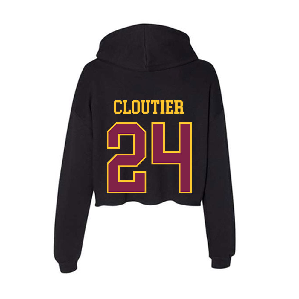 Arizona State - NCAA Men's Ice Hockey : Justin Cloutier - Women's Crop Fleece Hoodie-1