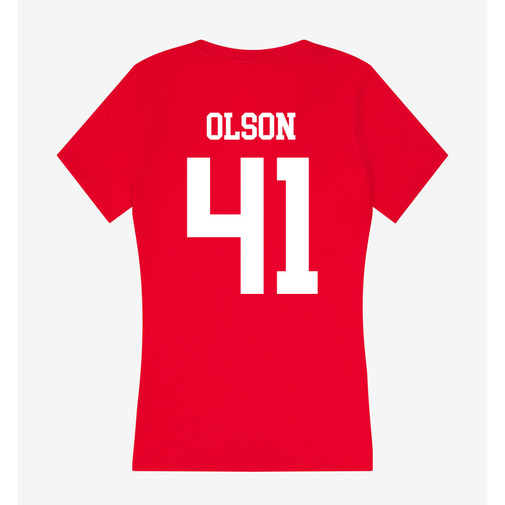 Nebraska - NCAA Baseball : Chase Olson - Women's V-Neck T-Shirt-1