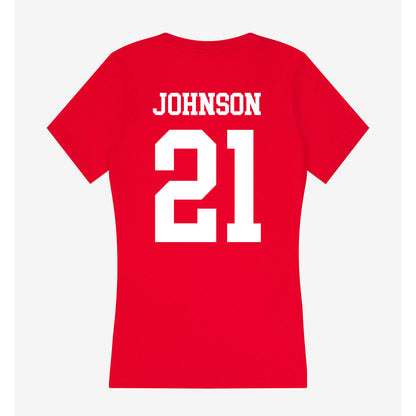 Nebraska - NCAA Football : Emmett Johnson - Women's V-Neck T-Shirt-1