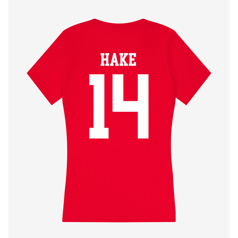 Nebraska - NCAA Women's Basketball : Callin Hake - Women's V-Neck T-Shirt-1