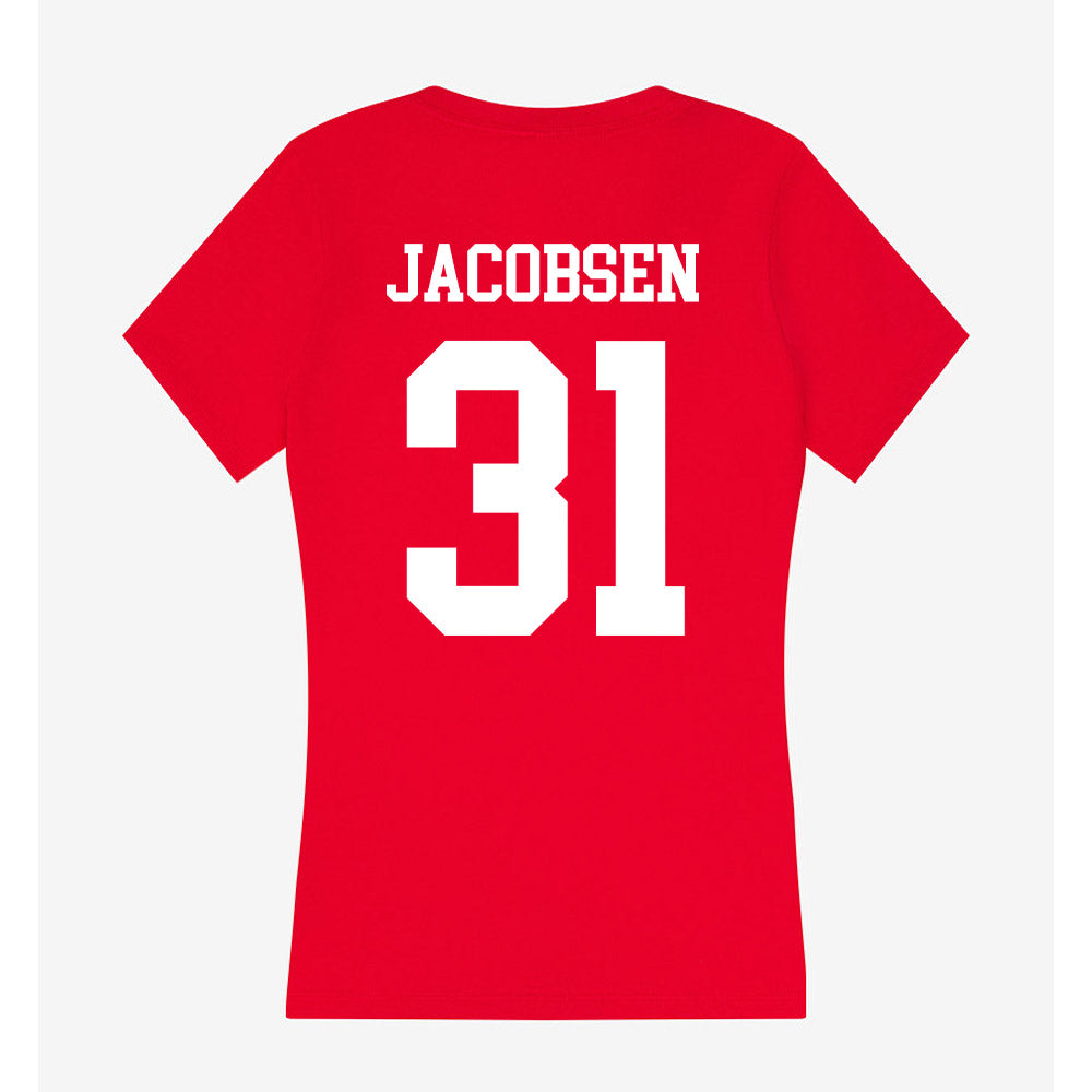 Nebraska - NCAA Men's Basketball : Cale Jacobsen - Women's V-Neck T-Shirt-1