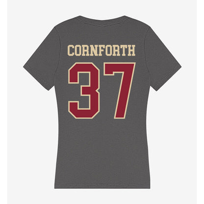Boston College - NCAA Men's Ice Hockey : Gavin Cornforth - Women's V-Neck T-Shirt-1