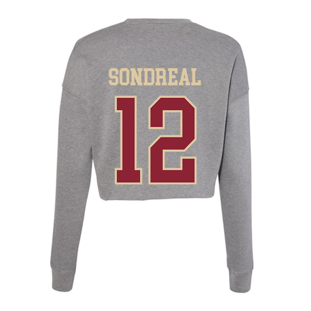 Boston College - NCAA Men's Ice Hockey : Jake Sondreal - Women's Cropped Crew Fleece-1