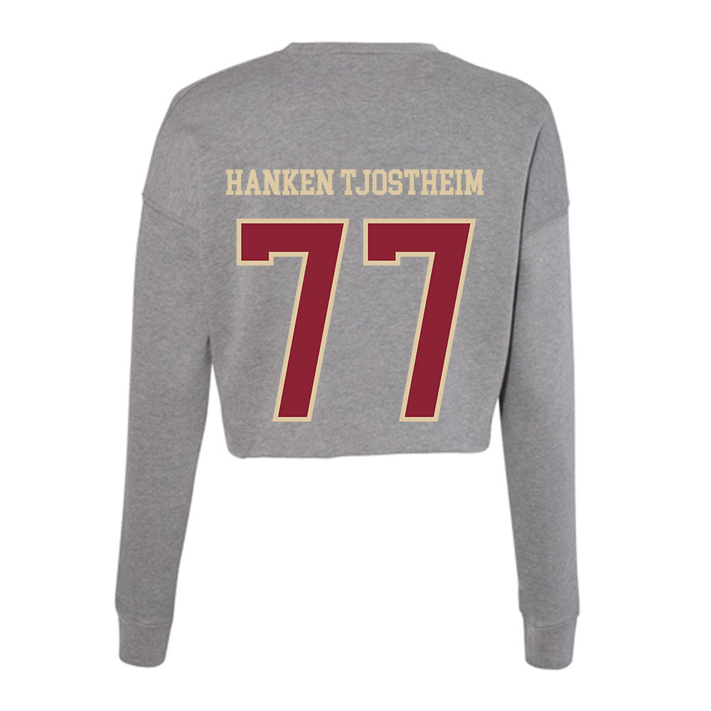 Boston College - NCAA Men's Soccer : Johannes Hanken Tjostheim - Women's Cropped Crew Fleece-1