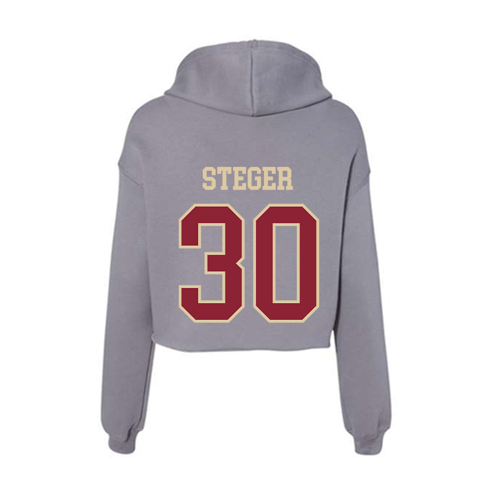 Boston College - NCAA Men's Basketball : Caleb Steger - Women's Crop Fleece Hoodie-1