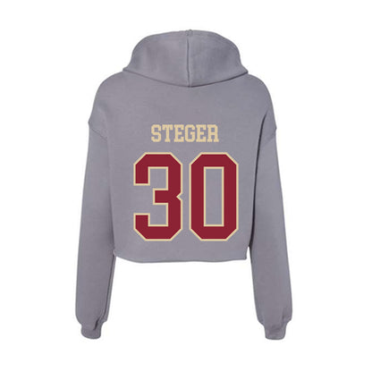 Boston College - NCAA Men's Basketball : Caleb Steger - Women's Crop Fleece Hoodie-1