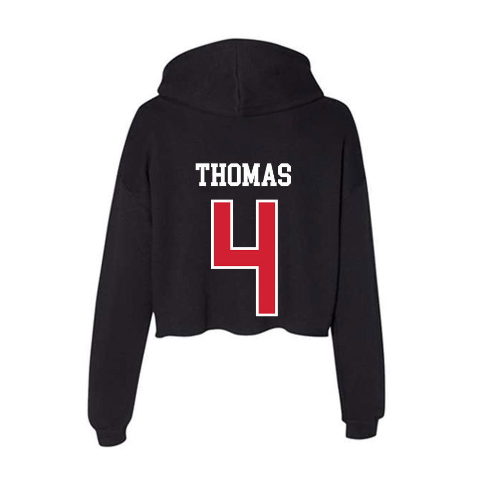 NC State - NCAA Football : Tra Thomas - Women's Crop Fleece Hoodie-1
