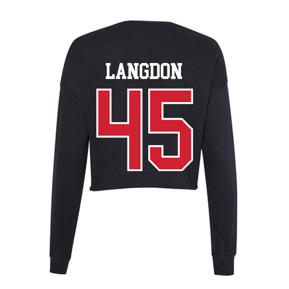 NC State - NCAA Men's Basketball : Colt Langdon - Women's Cropped Crew Fleece-1