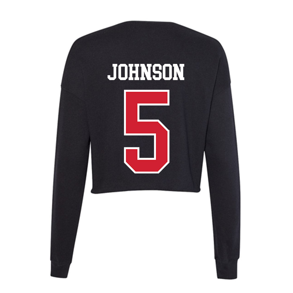 NC State - NCAA Baseball : Sherman Johnson - Women's Cropped Crew Fleece-1