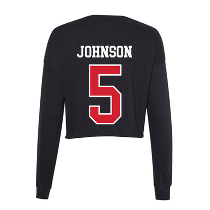 NC State - NCAA Baseball : Sherman Johnson - Women's Cropped Crew Fleece-1