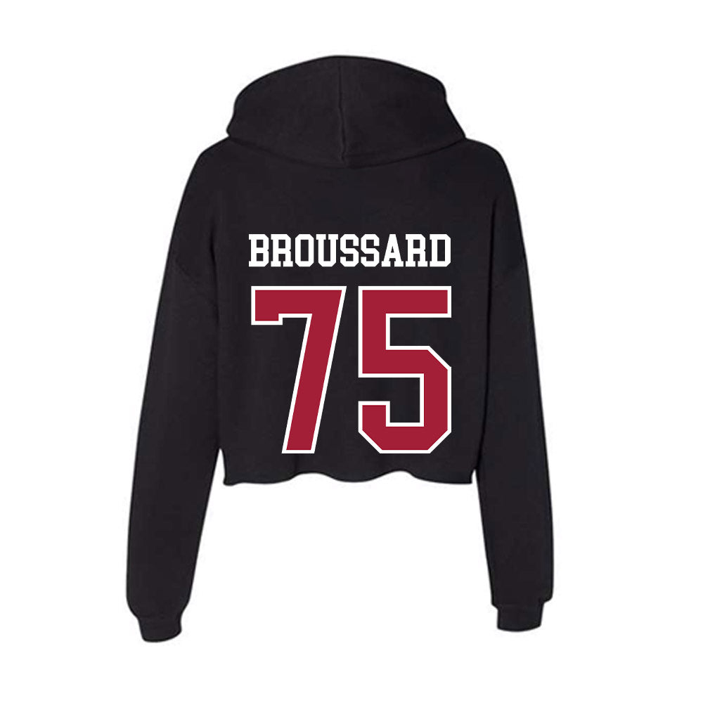 Arkansas - NCAA Football : Kavion Broussard - Women's Crop Fleece Hoodie-1