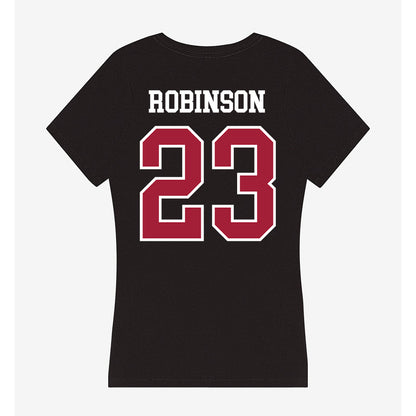 Arkansas - NCAA Women's Basketball : Emily Robinson - Women's V-Neck T-Shirt-1