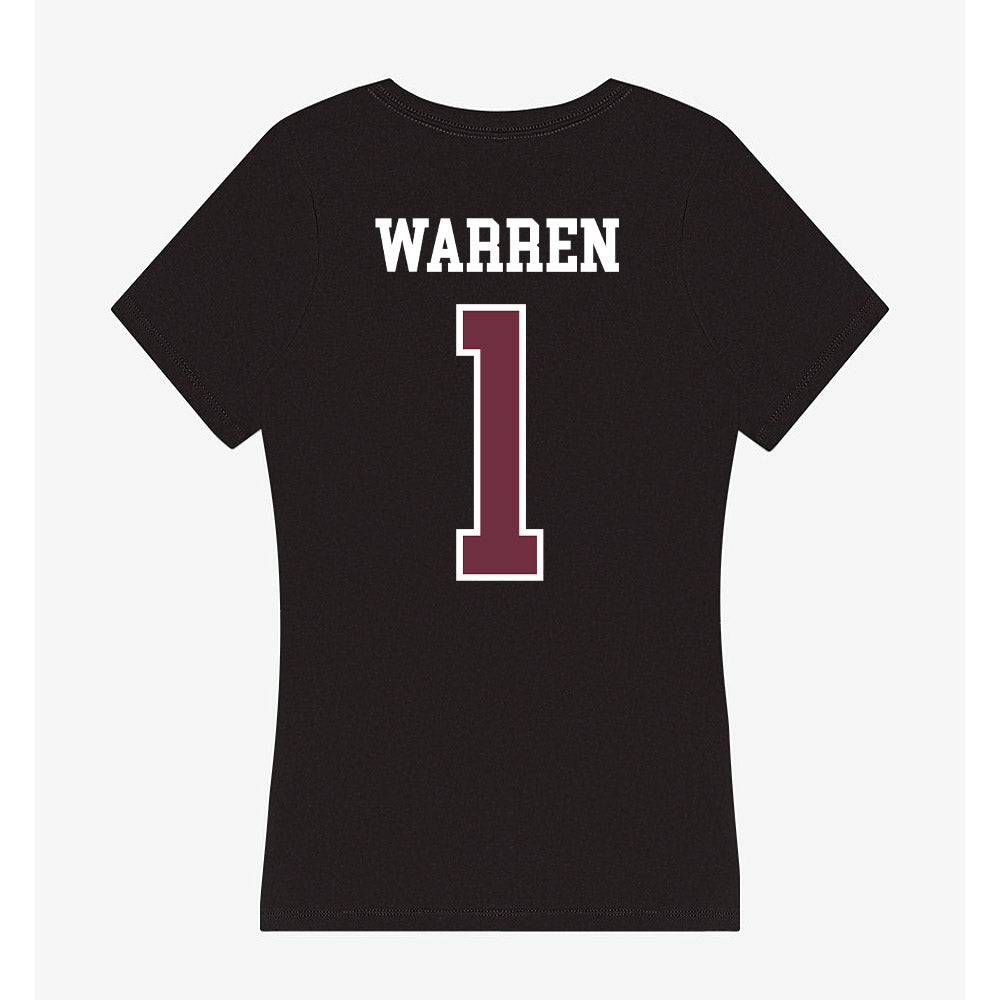 Mississippi State - NCAA Men's Basketball : Dellquan Warren - Women's V-Neck T-Shirt-1