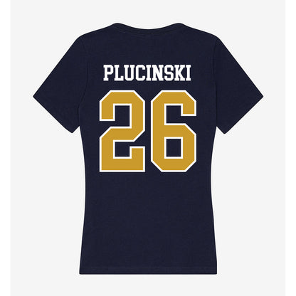 Notre Dame - NCAA Men's Ice Hockey : Zach Plucinski - Women's V-Neck T-Shirt-1