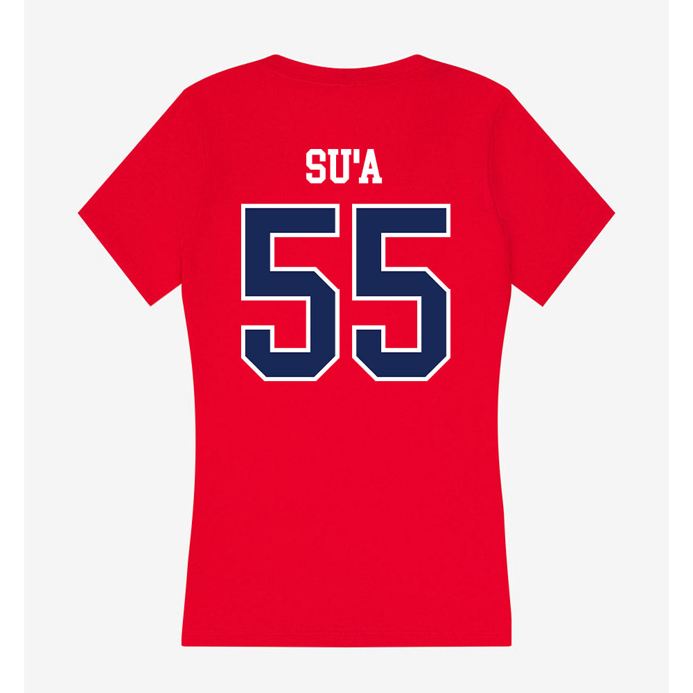 Arizona - NCAA Football : Leviticus Su'a - Women's V-Neck T-Shirt-1