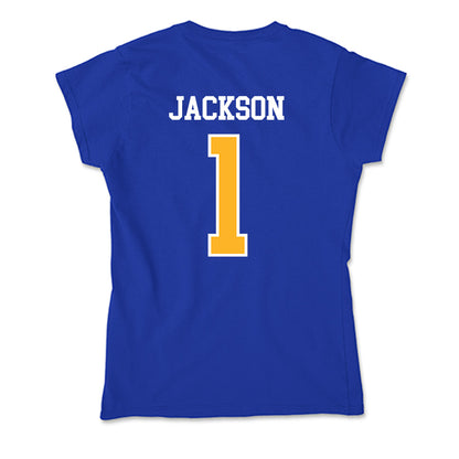 Pittsburgh - NCAA Men's Basketball : Dishon Jackson - Soft Style Women’s T-Shirt-1