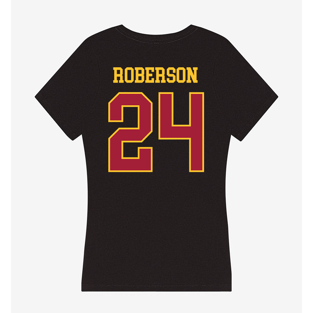 USC - NCAA Women's Lacrosse : Asjia Roberson - Women's V-Neck T-Shirt-1