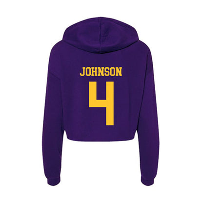 LSU - NCAA Women's Basketball : Flaujae Johnson - Women's Crop Fleece Hoodie-1