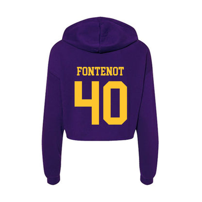 LSU - NCAA Baseball : Grant Fontenot - Women's Crop Fleece Hoodie-1