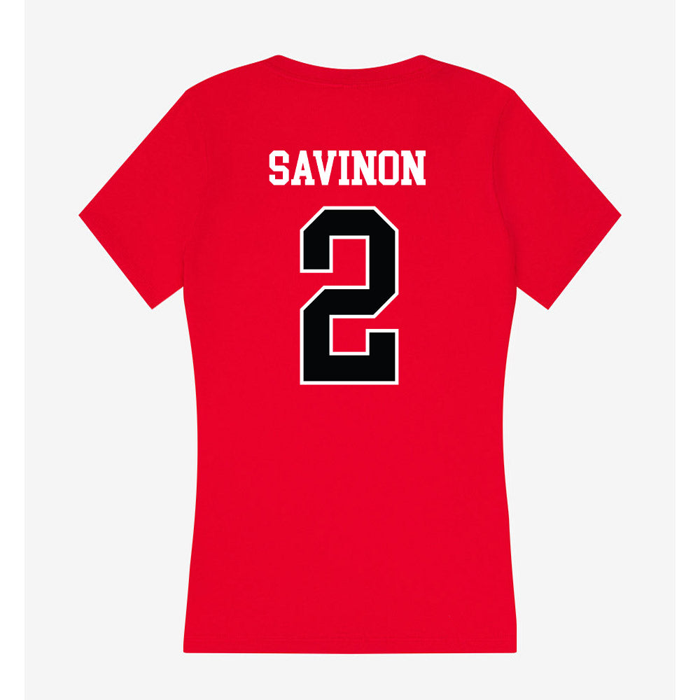 Rutgers - NCAA Baseball : Jordan Savinon - Women's V-Neck T-Shirt-1